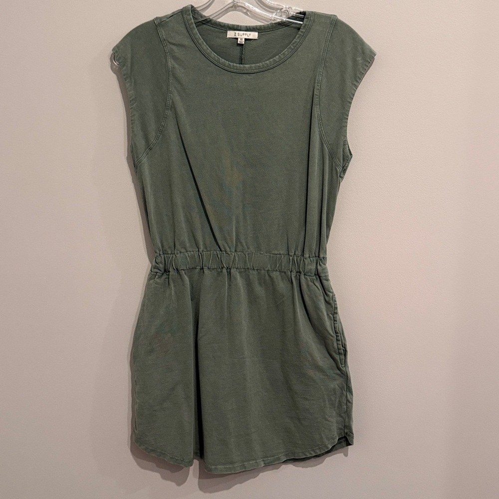 Z SUPPLY PAXTON PALM GREEN JERSEY MINI DRESS - Picture 3 of 5